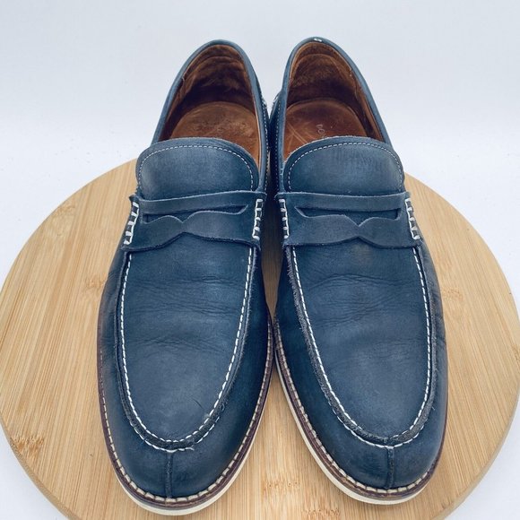 Donald J. Pliner Navy Blue Leather Penny Loafers main image 9